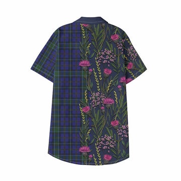 Weir Family Crest Tartan Kid Hawaiian Shirt Scottish Thistle Flower Pattern Half Style - Tartan Vibes Clothing