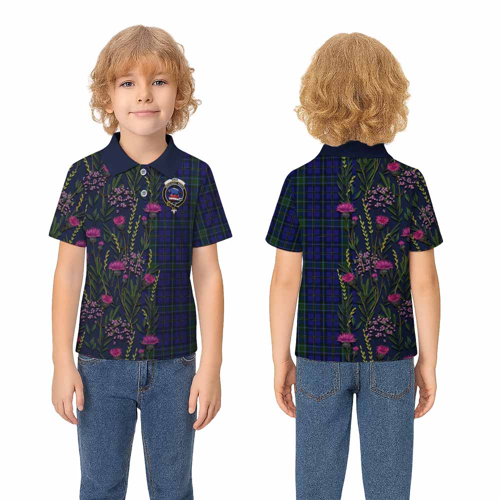 Weir Family Crest Tartan Kid Polo Shirt Scottish Thistle Flower Pattern Half Style - Tartan Vibes Clothing