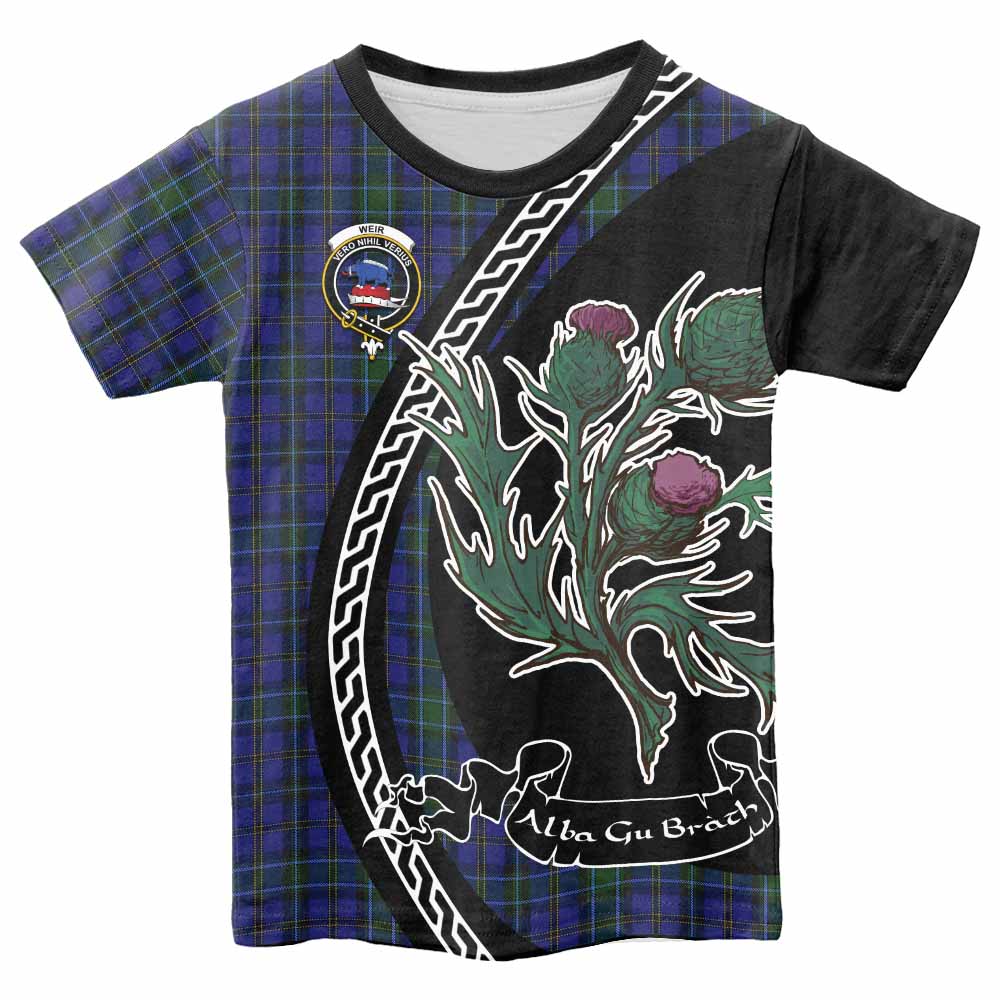 Weir Family Crest Tartan Kid T-shirt Alba Thistle Inspired - Tartan Vibes Clothing