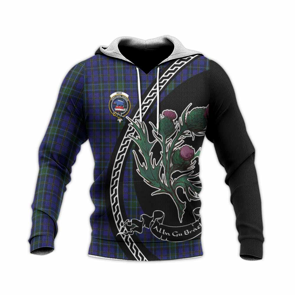 Weir Family Crest Tartan Knitted Hoodie Alba Thistle Inspired - Tartan Vibes Clothing