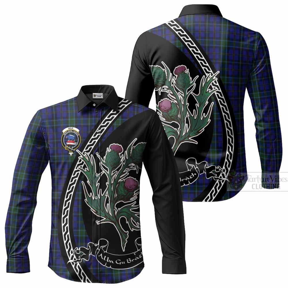 Weir Family Crest Tartan Long Sleeve Button Shirts Alba Thistle Inspired - Tartan Vibes Clothing