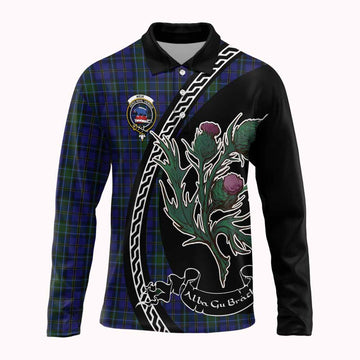 Weir Family Crest Tartan Long Sleeve Polo Shirt Alba Thistle Inspired