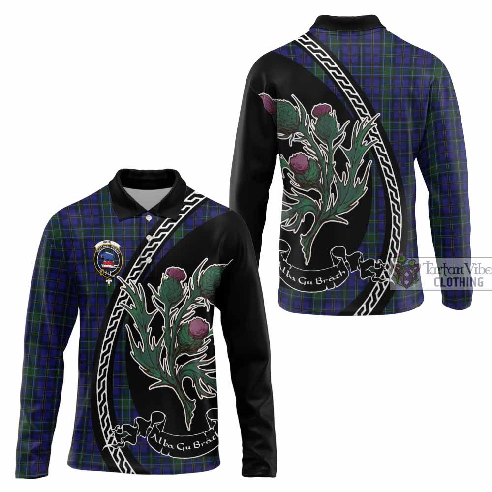 Weir Family Crest Tartan Long Sleeve Polo Shirt Alba Thistle Inspired - Tartan Vibes Clothing