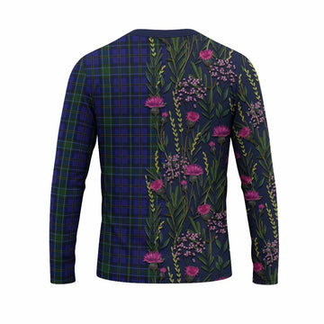 Weir Family Crest Tartan Long Sleeve T-Shirt Scottish Thistle Flower Pattern Half Style - Tartan Vibes Clothing