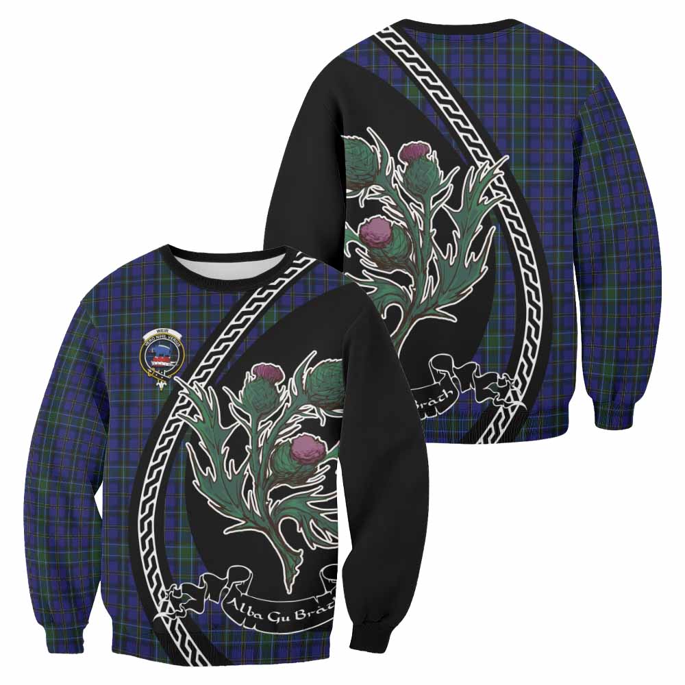 Weir Family Crest Tartan Sweatshirt Alba Thistle Inspired - Tartan Vibes Clothing