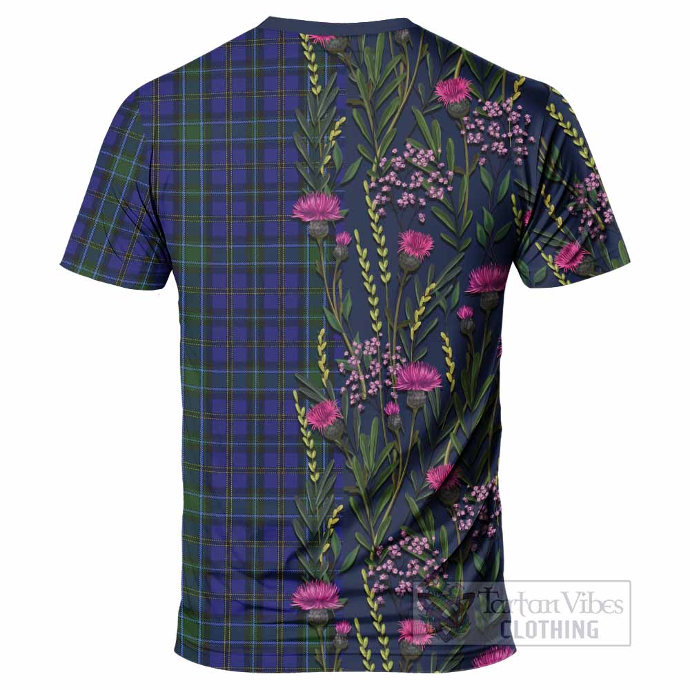 Weir Family Crest Tartan T-Shirt Scottish Thistle Flower Pattern Half Style - Tartan Vibes Clothing
