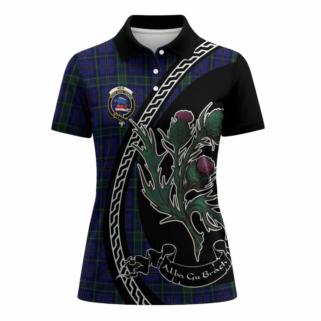 Weir Family Crest Tartan Women Polo Shirt Alba Thistle Inspired - Tartan Vibes Clothing