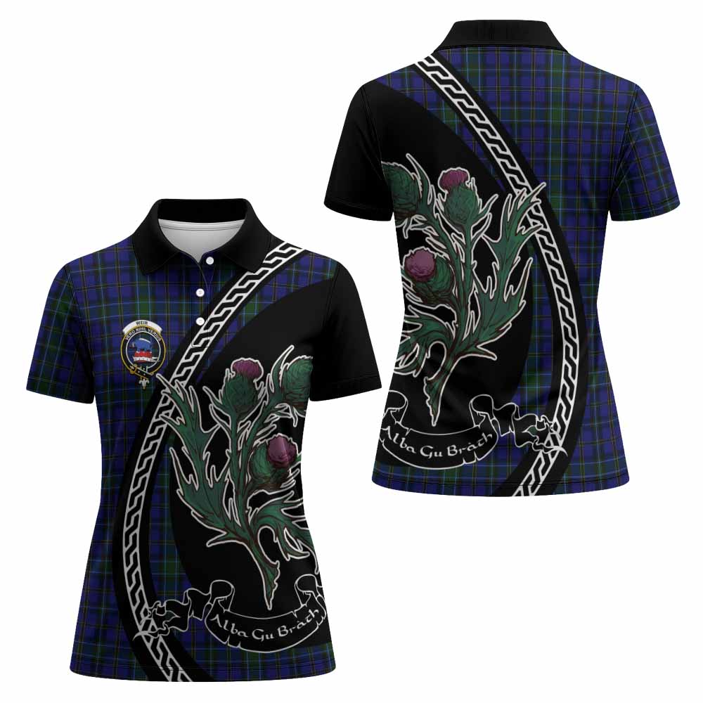 Weir Family Crest Tartan Women Polo Shirt Alba Thistle Inspired - Tartan Vibes Clothing