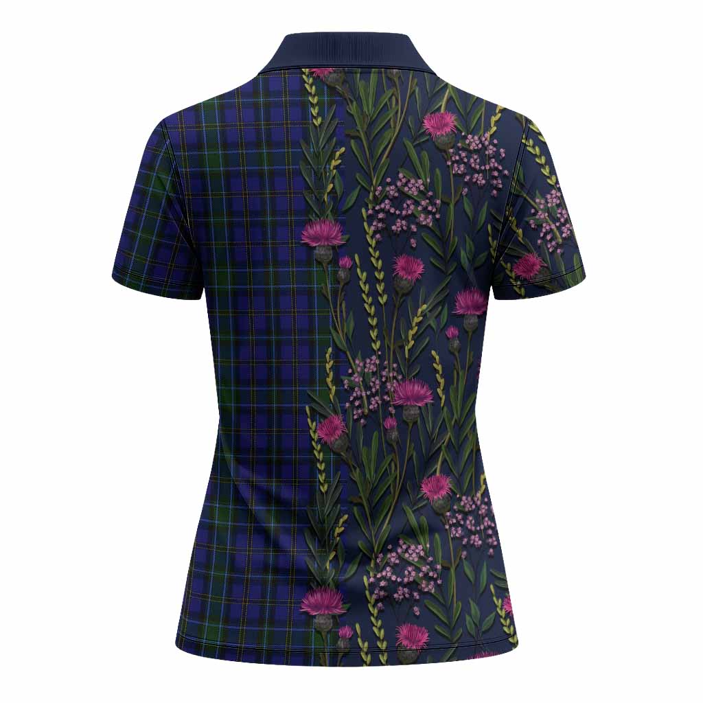 Weir Family Crest Tartan Women Polo Shirt Scottish Thistle Flower Pattern Half Style - Tartan Vibes Clothing