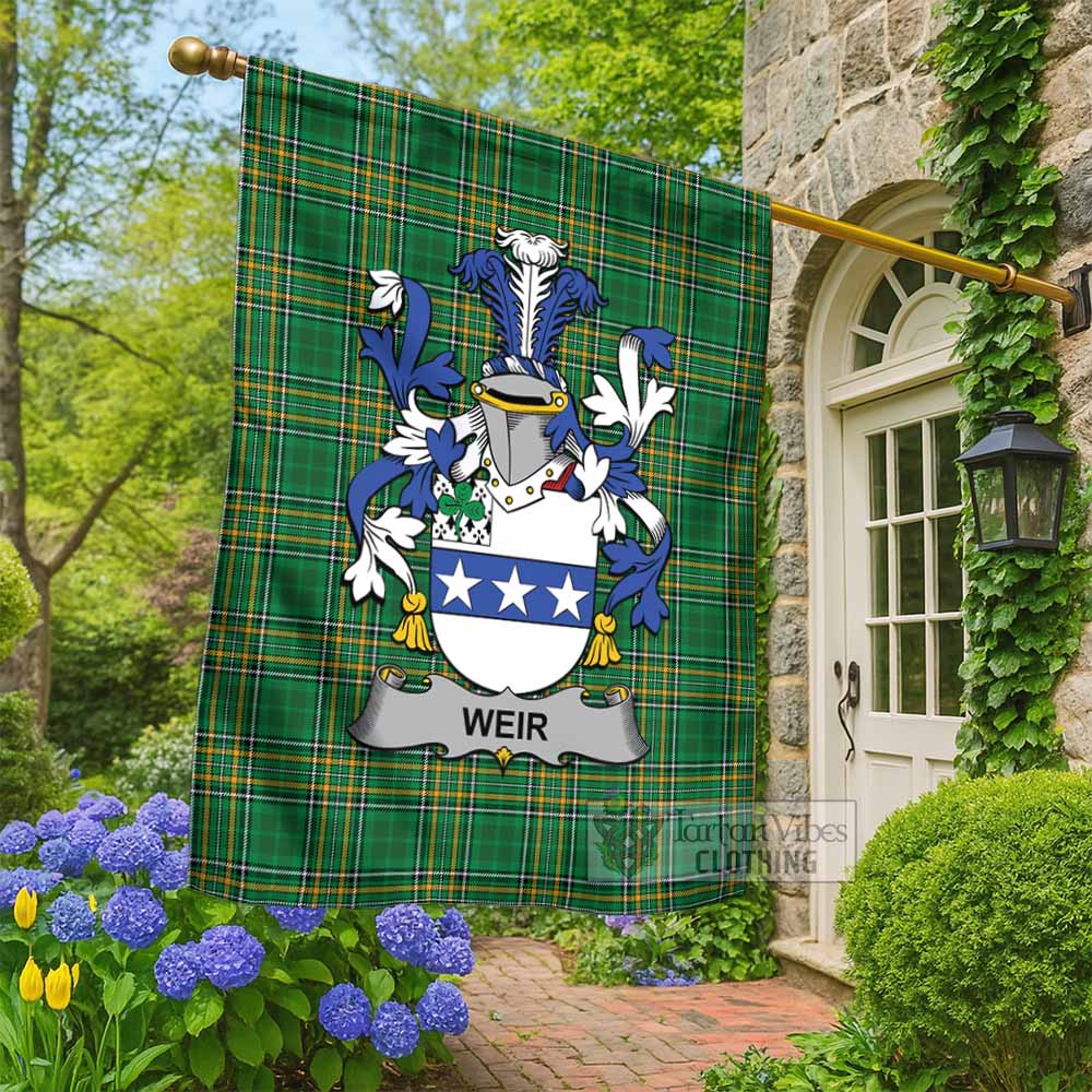 Weir Irish Clan Tartan Flag with Coat of Arms