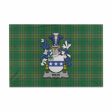 Weir Irish Clan Tartan House Flag with Coat of Arms