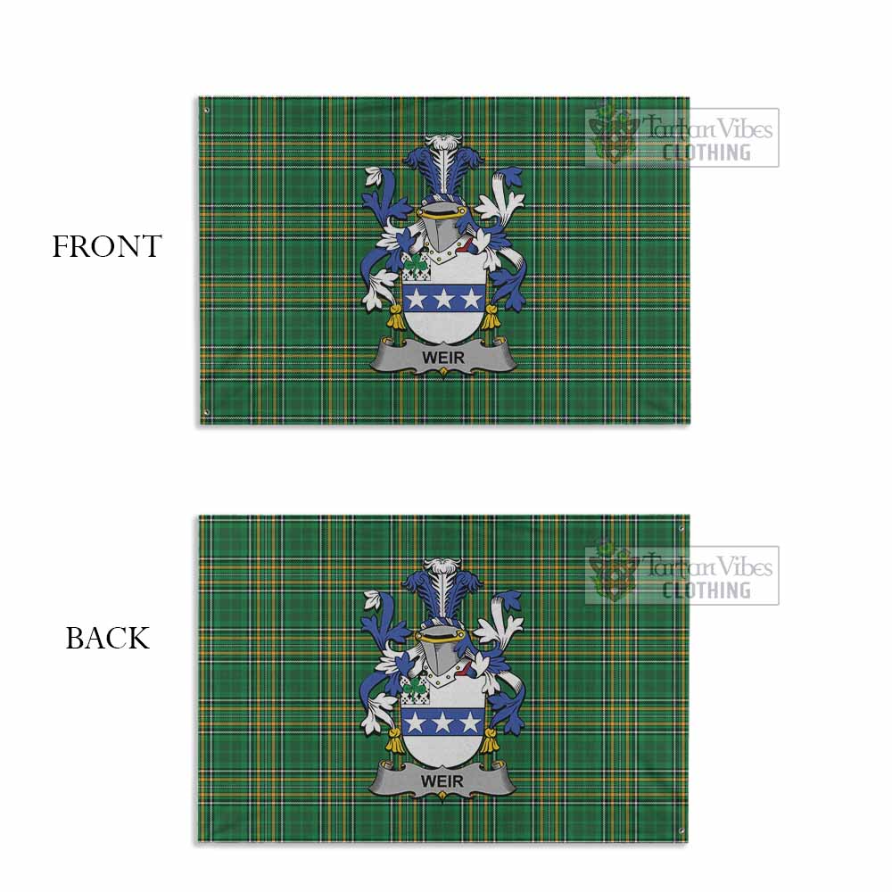 Tartan Vibes Clothing Weir Irish Clan Tartan House Flag with Coat of Arms