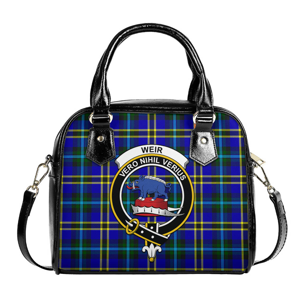 Weir Modern Tartan Shoulder Handbags with Family Crest One Size 6*25*22 cm - Tartanvibesclothing