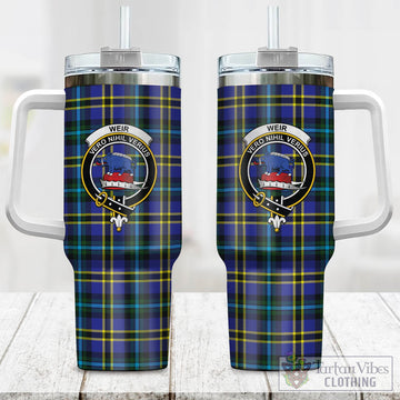 Weir Modern Tartan and Family Crest Tumbler with Handle