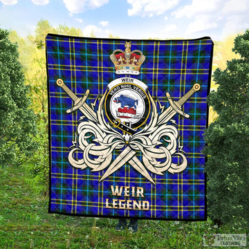 Weir Modern Tartan Quilt with Clan Crest and the Golden Sword of Courageous Legacy