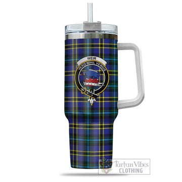 Weir Modern Tartan and Family Crest Tumbler with Handle