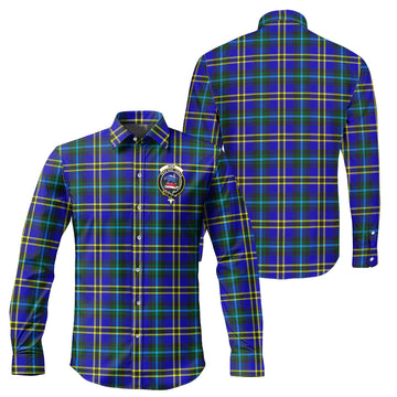 Weir Modern Tartan Long Sleeve Button Up Shirt with Family Crest