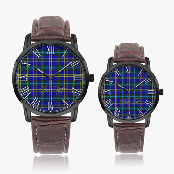 Weir Modern Tartan Personalized Your Text Leather Trap Quartz Watch
