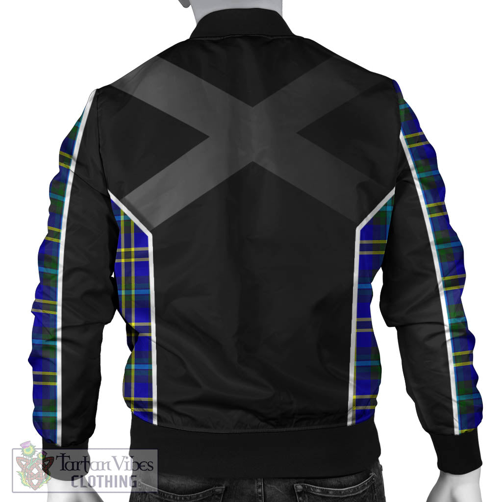 Tartan Vibes Clothing Weir Modern Tartan Bomber Jacket with Family Crest and Scottish Thistle Vibes Sport Style
