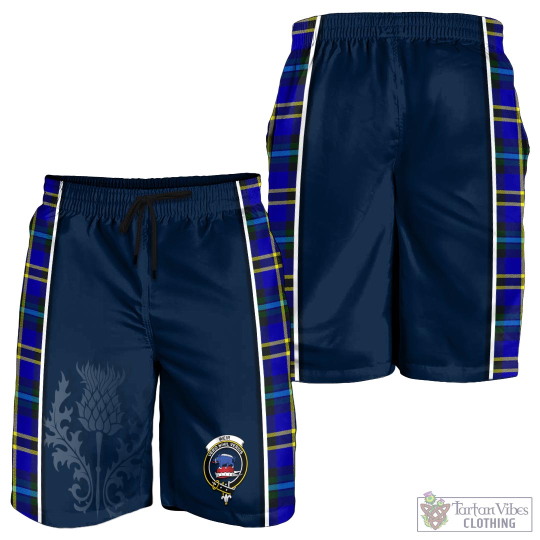 Tartan Vibes Clothing Weir Modern Tartan Men's Shorts with Family Crest and Scottish Thistle Vibes Sport Style