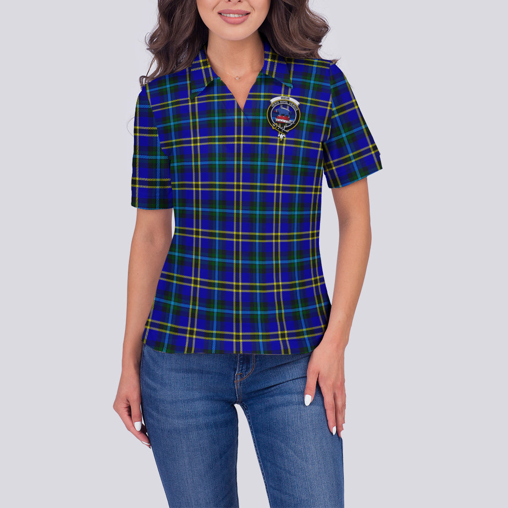 weir-modern-tartan-polo-shirt-with-family-crest-for-women