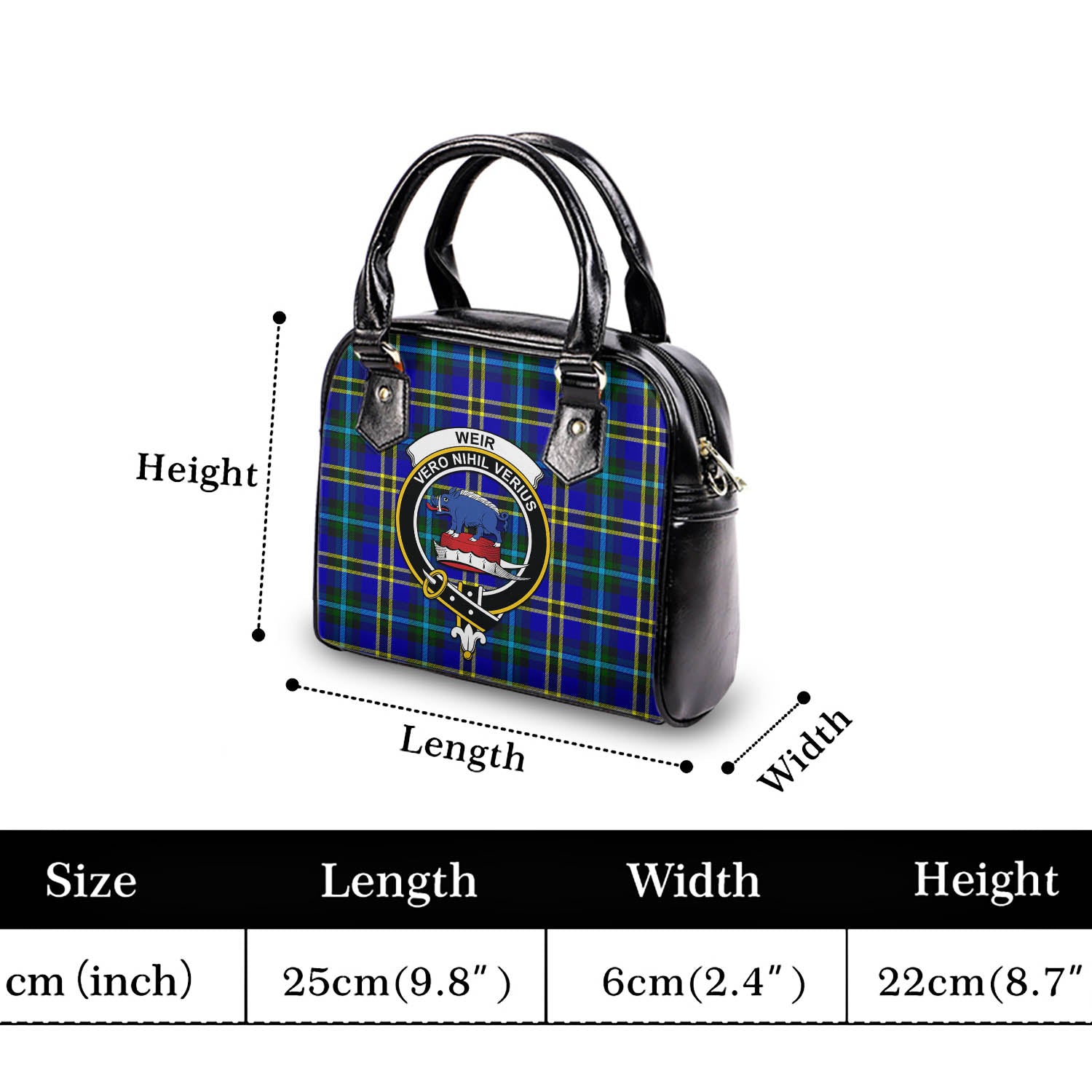 Weir Modern Tartan Shoulder Handbags with Family Crest - Tartanvibesclothing