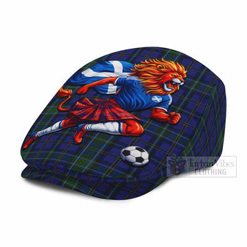 Weir Scotland Football Tartan Flat Cap, Jeff Cap Lion Mascot Go Scottish - Tartan Vibes Clothing