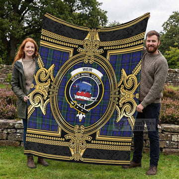 Weir Scottish Tartan Crest Blanket Royal Stylized