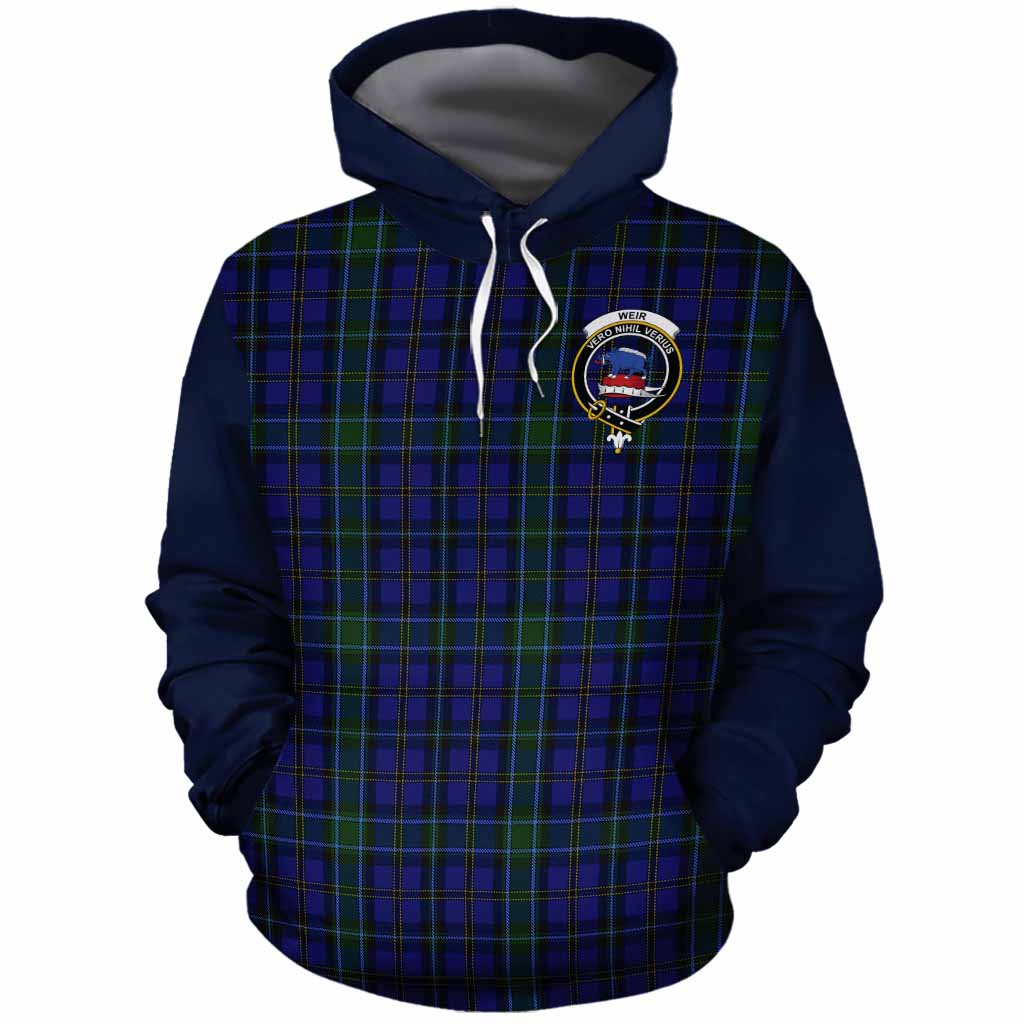 Weir Tartan Accent Cotton Hoodie with Family Crest