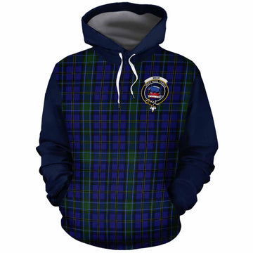 Weir Tartan Accent Cotton Hoodie with Family Crest