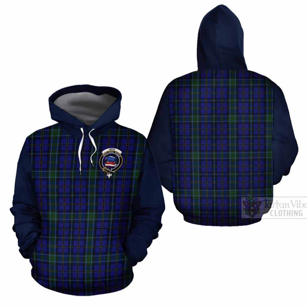 Weir Tartan Accent Cotton Hoodie with Family Crest