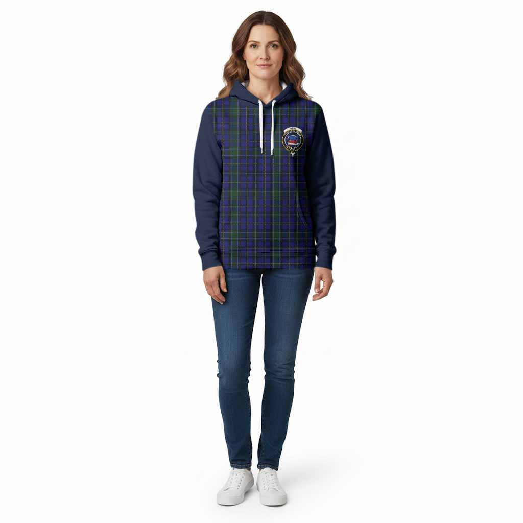 Weir Tartan Accent Cotton Hoodie with Family Crest