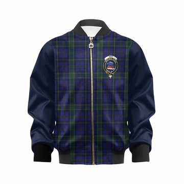 Weir Tartan Accent Kid Bomber Jacket with Family Crest