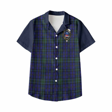 Weir Tartan Accent Kid Hawaiian Shirt with Family Crest