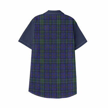 Weir Tartan Accent Kid Hawaiian Shirt with Family Crest