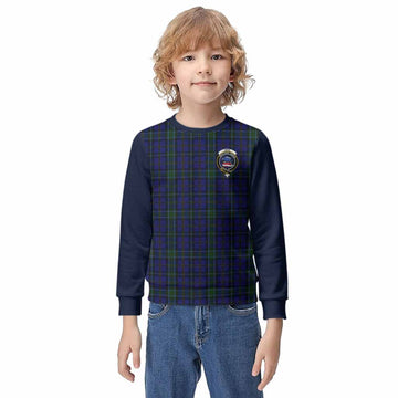 Weir Tartan Accent Kid Knitted Sweatshirt with Family Crest