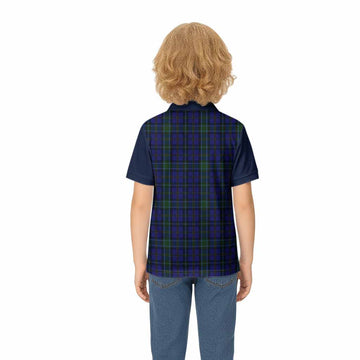 Weir Tartan Accent Kid Polo Shirt with Family Crest