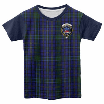 Weir Tartan Accent Kid T-shirt with Family Crest
