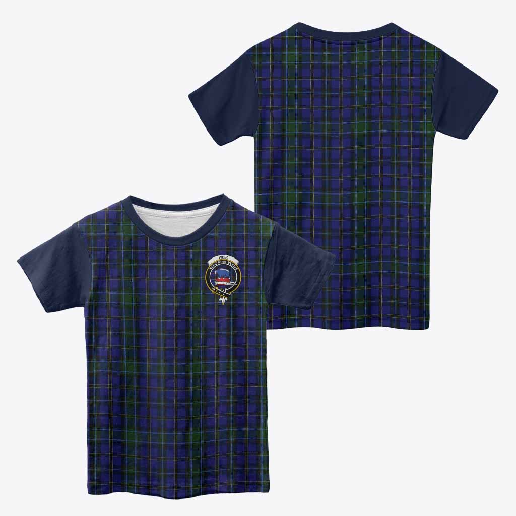 Weir Tartan Accent Kid T-shirt with Family Crest