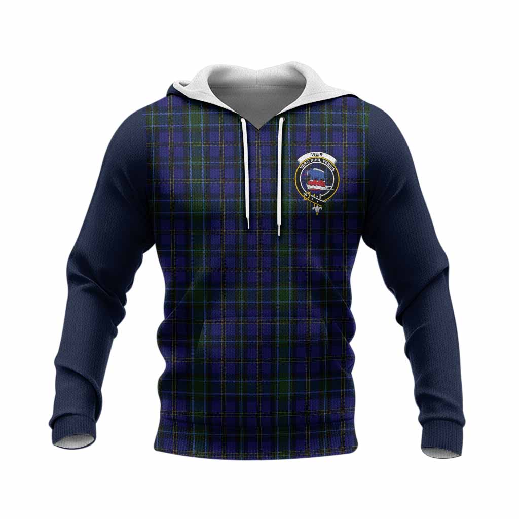 Weir Tartan Accent Knitted Hoodie with Family Crest