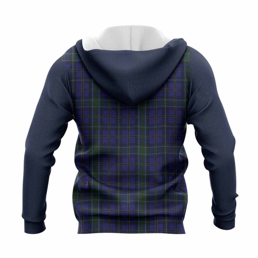 Weir Tartan Accent Knitted Hoodie with Family Crest