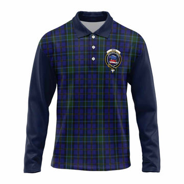 Weir Tartan Accent Long Sleeve Polo Shirt with Family Crest