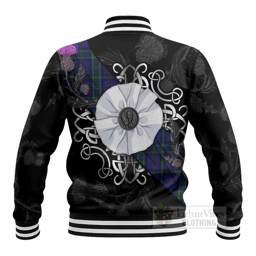 Weir Tartan Baseball Jacket Jacobite White Rose - Tartan Vibes Clothing
