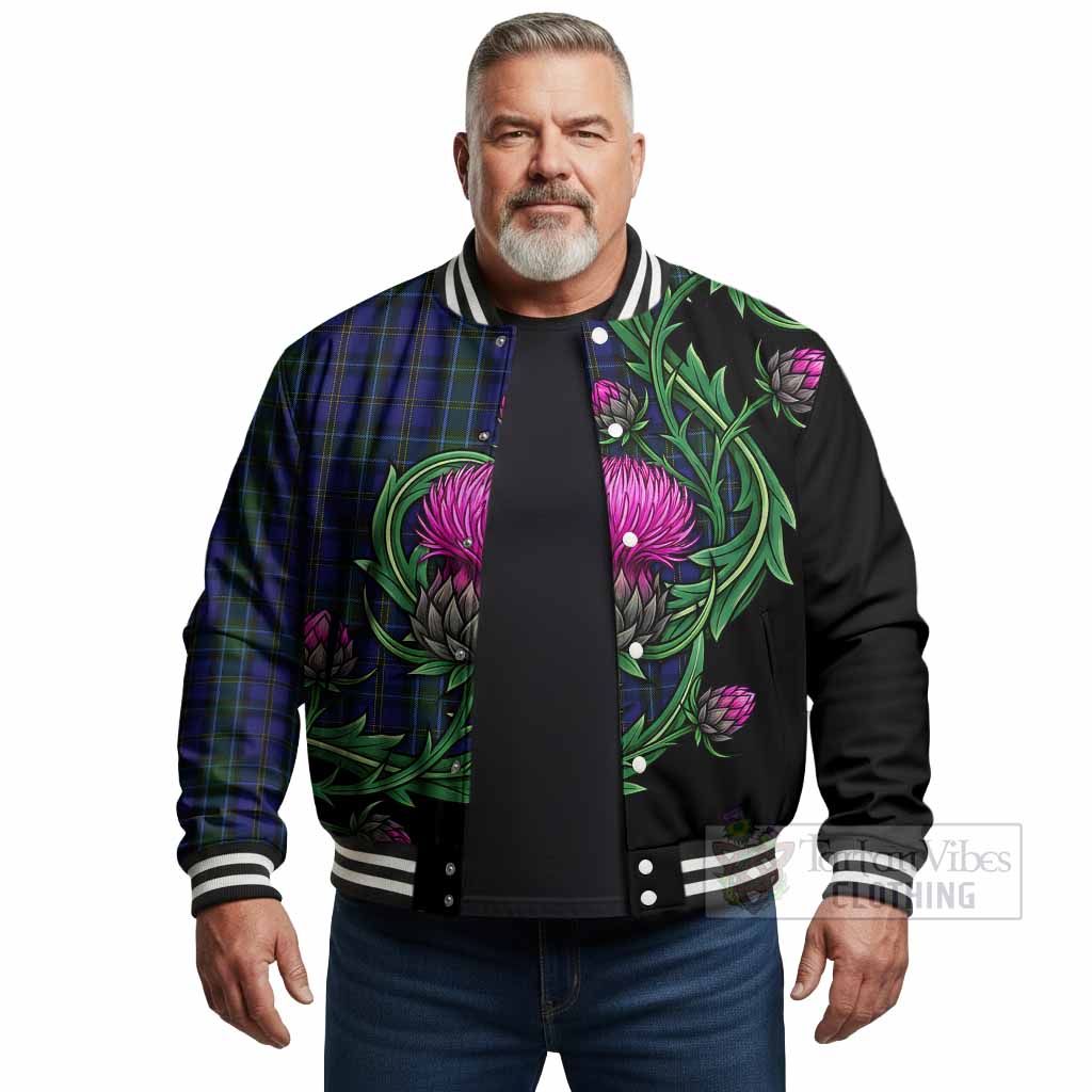 Weir Tartan Baseball Jacket Resilient Scottish Thistle - Tartan Vibes Clothing