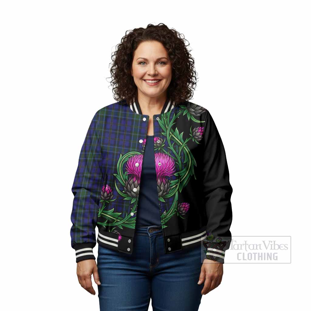 Weir Tartan Baseball Jacket Resilient Scottish Thistle - Tartan Vibes Clothing