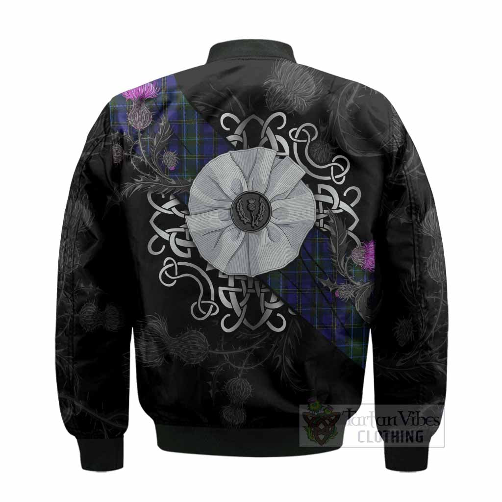 Weir Tartan Bomber Jacket Jacobite White Rose - Tartan Vibes Clothing