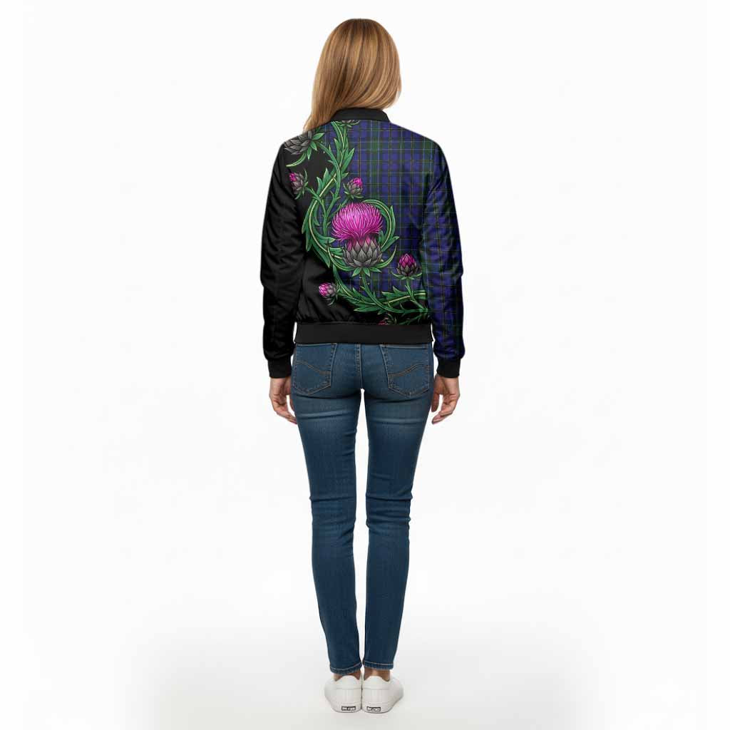 Weir Tartan Bomber Jacket Resilient Scottish Thistle - Tartan Vibes Clothing