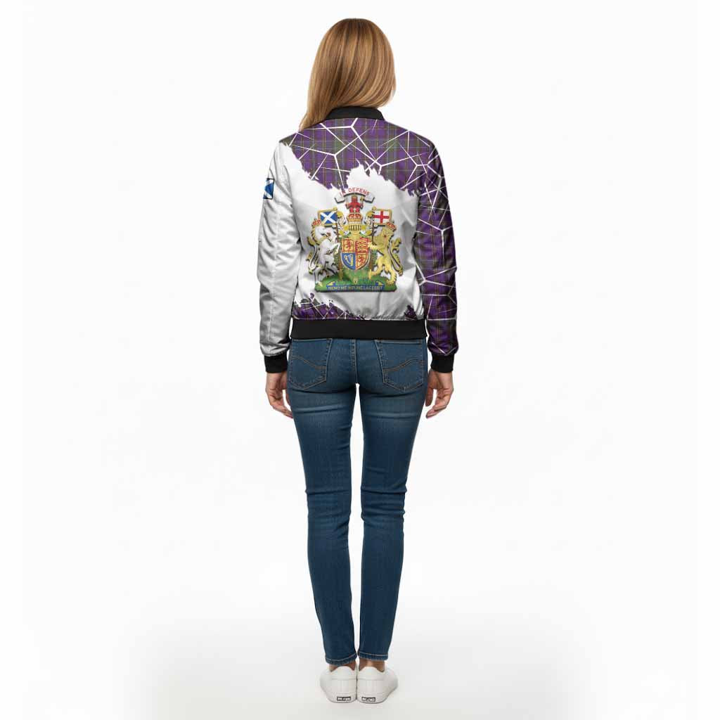 Weir Tartan Bomber Jacket with Family Crest and Lion Rampant Grunge Style