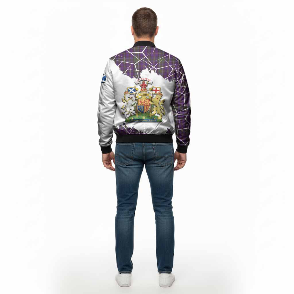 Weir Tartan Bomber Jacket with Family Crest and Lion Rampant Grunge Style