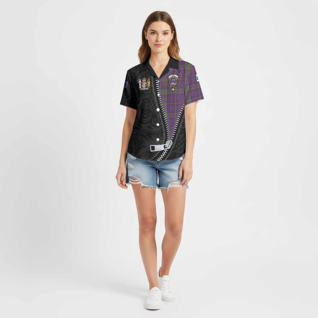 Weir Tartan Cotton Hawaiian Shirt New Zealand Pattern Unique Zipper Stylized